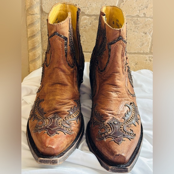 Corral Shoes - Corral Distressed Brown Leather Cowboy Boots Women’s Size 7 M Stk G1382